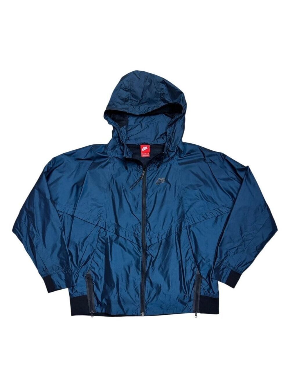 NIKE Jacket Iridescent Blue Windbreaker Water Resistant Activewear Womens XL